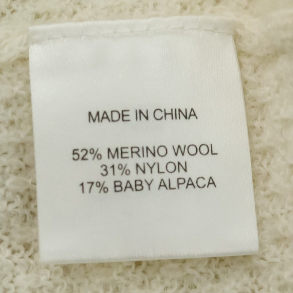 Quince Size Small S Ivory Cream Textured Diamond Knit Crew Wool Alpaca Sweater - Picture 5 of 7